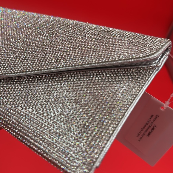 Silver Rhinestone clutch with removable silver chain snap closure - Picture 14 of 15